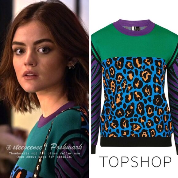 🏷️SALE🏷️ Topshop Animal Print Color Block Jumper Sweater ASO Aria Montgomery - Picture 1 of 9